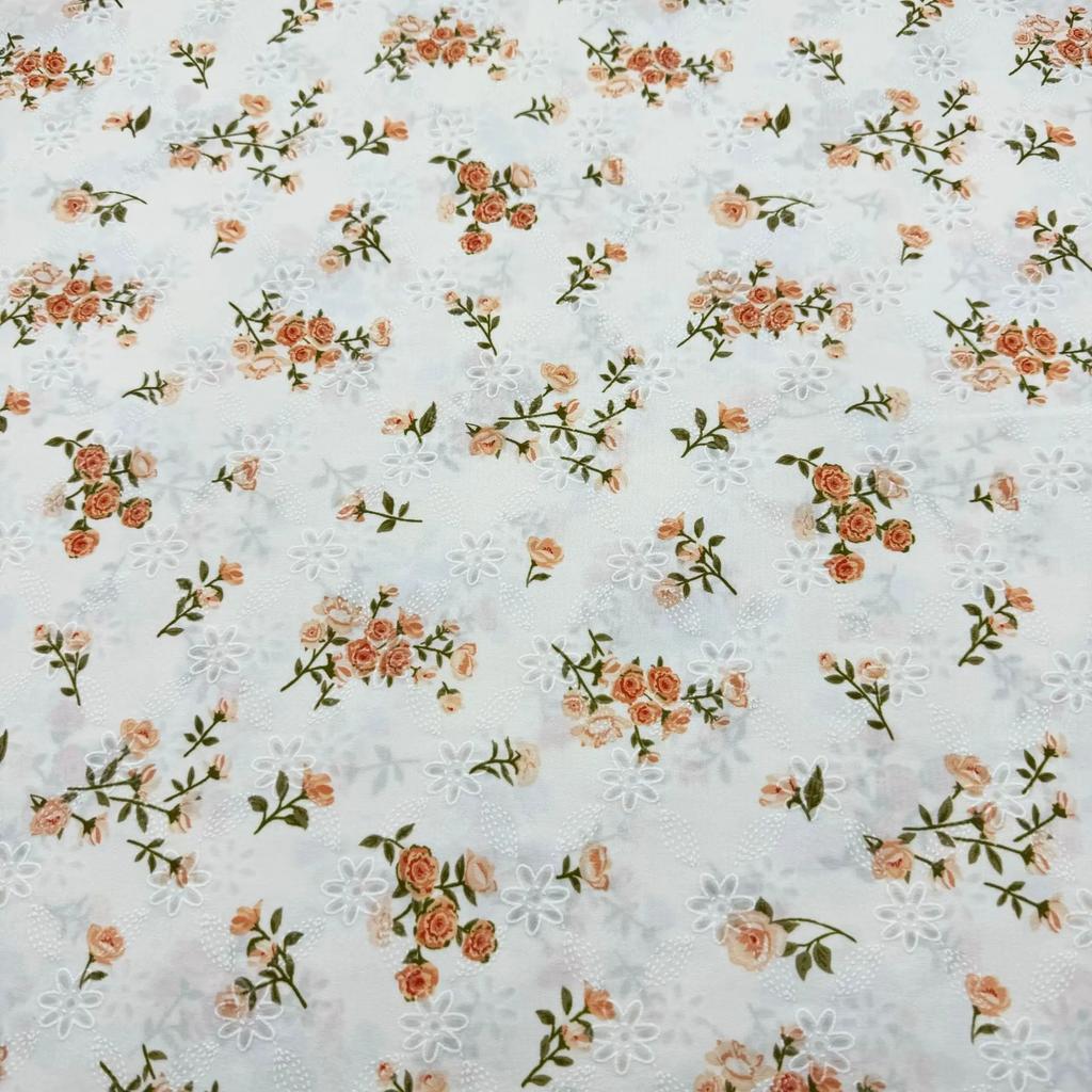100x150cm Small Floral Printed Fabric Acetate Crease Textured Jacquard Fabric DIY Women's Chiffon Floral Dress Shirt
