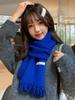Women Winter Red Green Christmas Knitted Scarf Headscarf Lady Men Preppy Simple Tassel Scarve Foulard Wrap Shawl Casual Korean