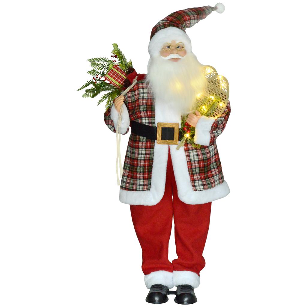 120cm Animated Santa Claus Figure, with Sound and Lights - Red/Green