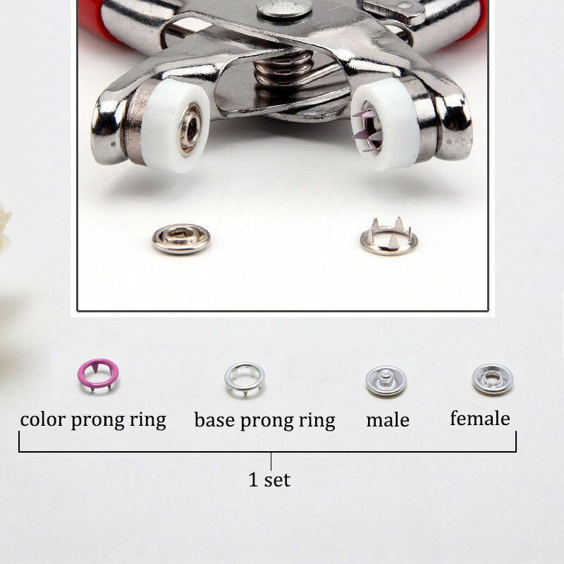 9.5mm Prong Ring Fasteners/Press Studs Metal Open Ring No Sew Button Pliers