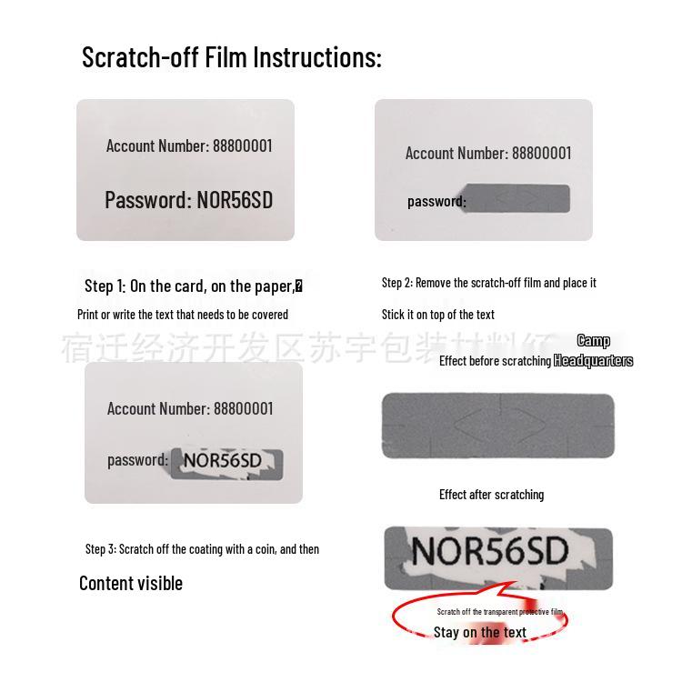 

6mm Scratch-Off Silver Password Sticker Film 5*15mm, 1000 stickers/roll