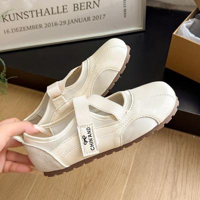 Size 41-43, Large Size Women's Shoes Velcro Casual Mary Jane Single Shoes Women's 2025 Spring and Autumn New Ballet Shoes