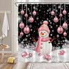 Small Stall Shower Curtain,Merry Christmas Xmas Tree Red Ball Snowflake Twigs Pine Tree Branch Winter Holiday Festival Rusticred