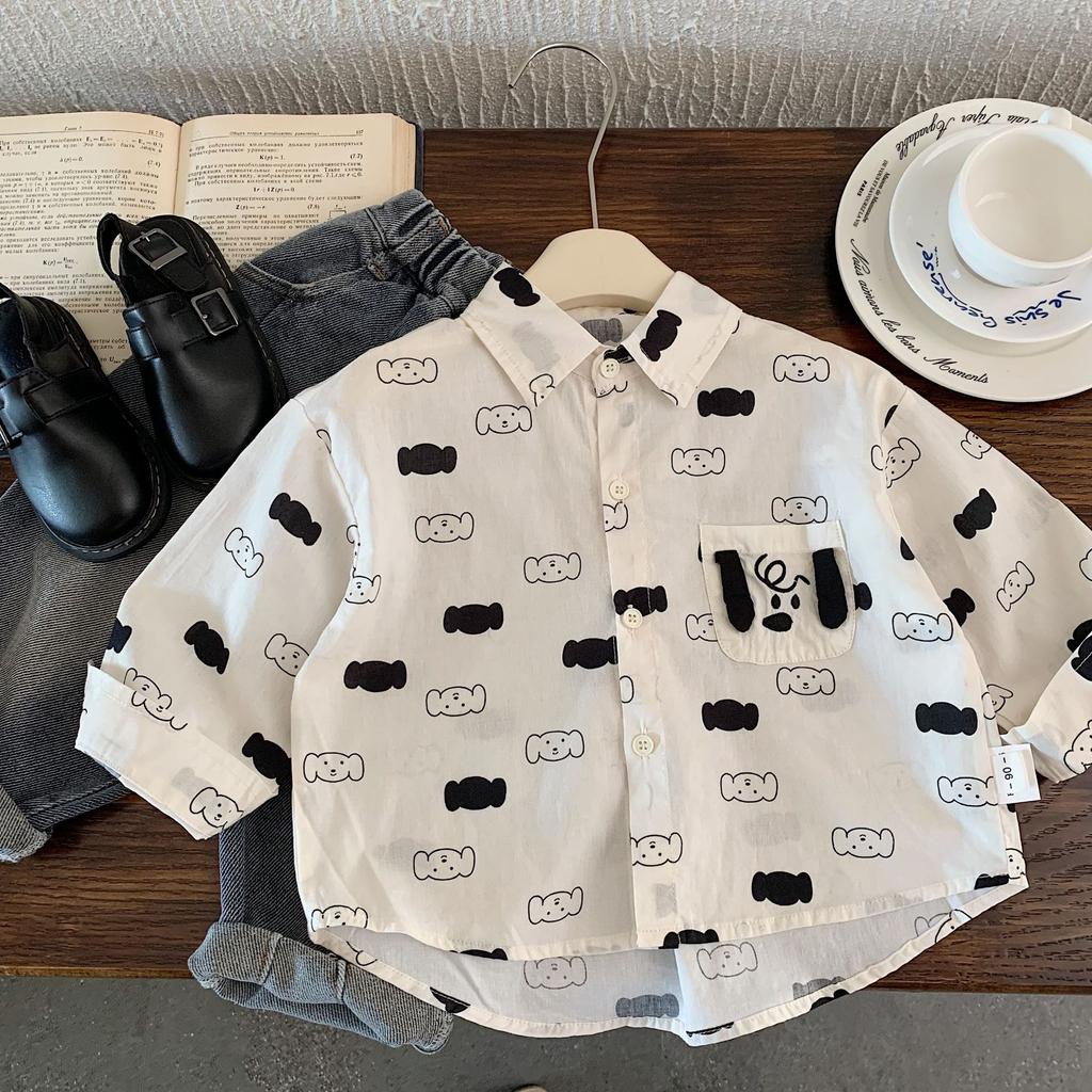Children'S Shirts Spring New Korean Version Boys Cartoon Long-Sleeved Shirt Boys Foreign Autumn Top