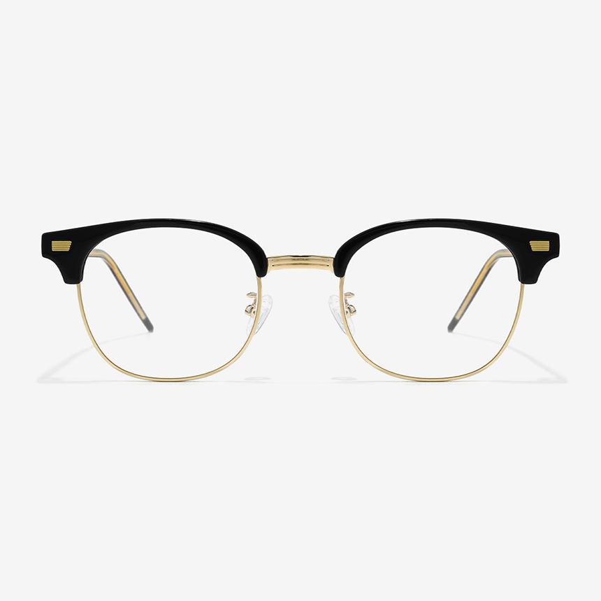 Seutailwokeu Style7 Bkgd_Black & Gold Classic Browline Stylework Eyeglass Frames