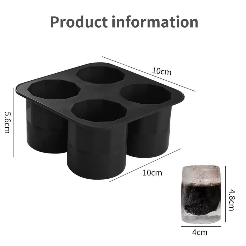 4 Cavities Silicone Shot Glass Ice Molds Reusable Whiskey Ice Cube Trays for Freezer Food Grade Ice Cup Tray Maker