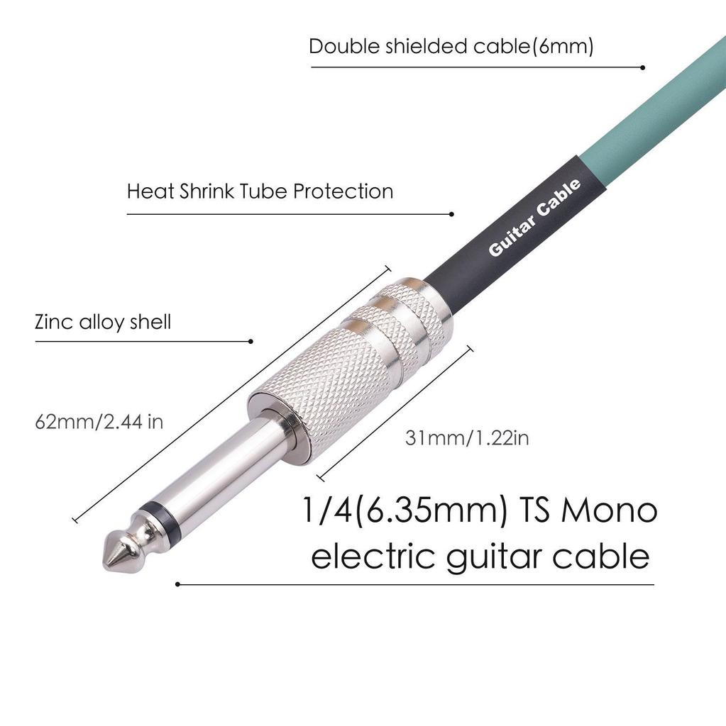 6,35 mm Mono-Gitarren-Audiokabel – doppelt geschirmte Rauschunterdrückung, Stecker auf Stecker