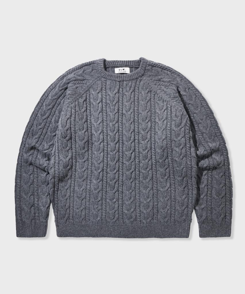 GLW Raglan Cable Knit Charcoal