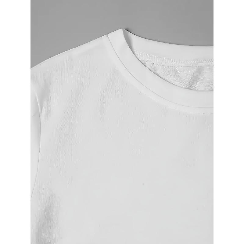 European Size Fashionable Letter Anime Printed Women'S Round Neck T-Shirt, Featuring a Minimalist Design That Is Comfortable