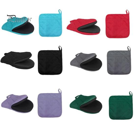 Silicone Oven Mitts 1Pc Short with Non-Slip Grips High Heat Resistant Thicker Gloves Cotton Lining Kitchen Microwave BBQ Baking Cooking Grilling