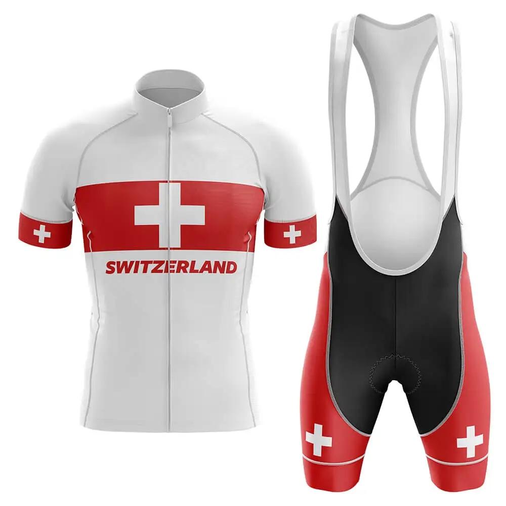 Set Maglia da Ciclismo Rossa Svizzera per Uomo, Tuta Sportiva Degradé per Mountain Bike, Abbigliamento Sportivo Estivo, 2026