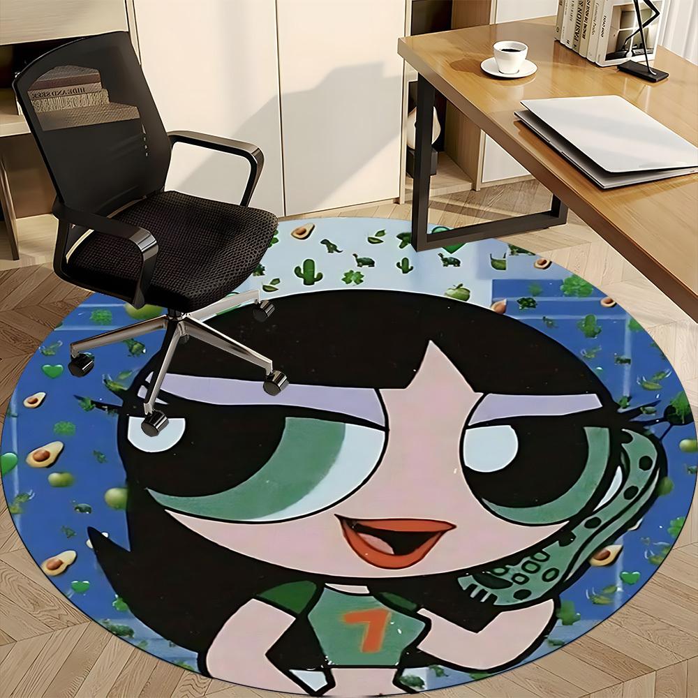 1pc Powerpuff Girls Office Round Area Rug, Indoor Mat Suitable For Office, Under Office Chairs Bedroom Living Room Home Decor  a0908132