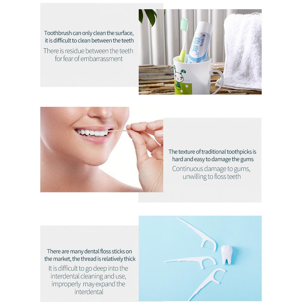 100 pièces Fil dentaire double tête Cure-dents interdentaires Bâtonnets pour les dents Nettoyage des dents Soin bucco-dentaire Brosse interdentaire