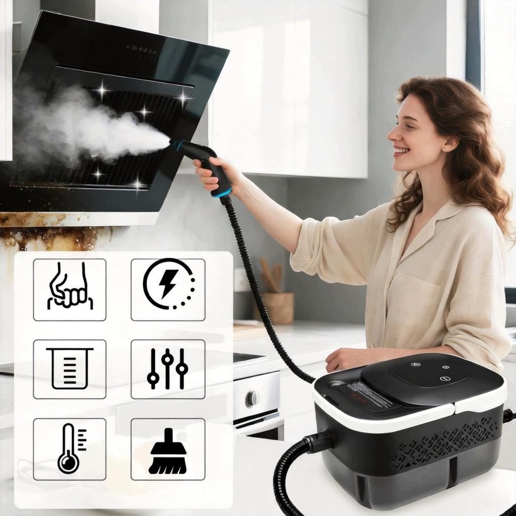 2500W Pressure Steam Cleaner Set for Grout, Windows and Upholstery - 4 Bar