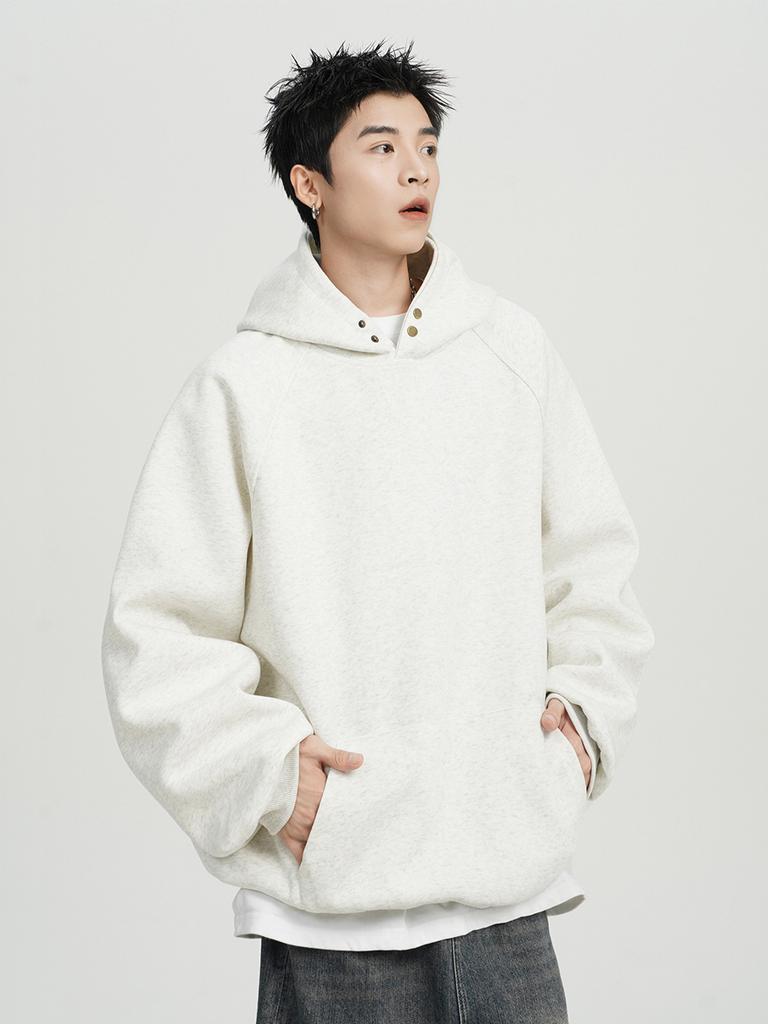 Men's Hooded Sweatshirt, Loose and Casual, Fashionable and Stylish, Solid Color, Versatile, Buttoned Hoodie Jacket