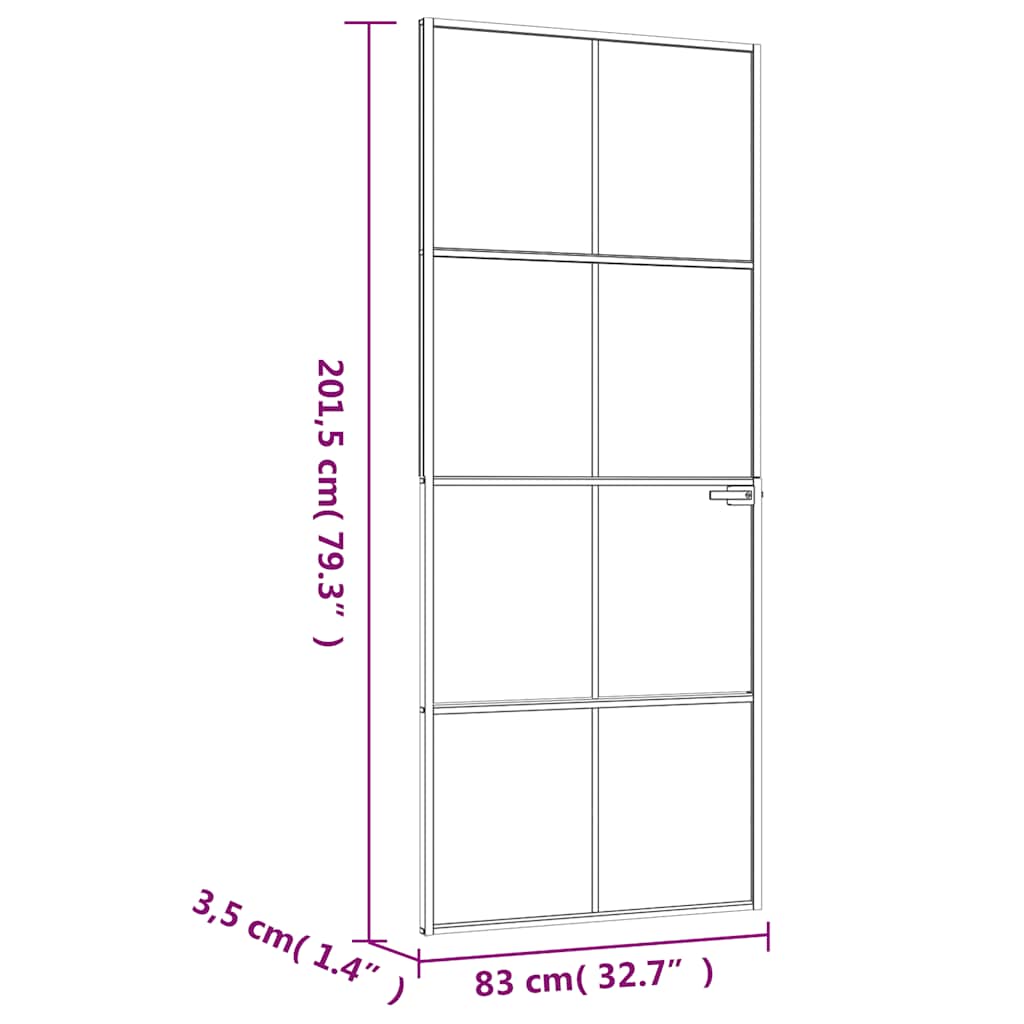 Vidaxl Interior Door, Black, 83X201.5 Cm, Glass and Aluminum