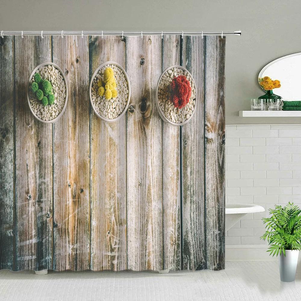 Hower Curtains of Textile Water Color Cactus Flower Tropical Plants Colorful Succulents Pattern Bathroom Shower Curtain Set