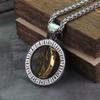 Rotating Wolf Viking Rune Necklace Stainless Steel Chain Tree of Life Pendant Men Gift with Wooden Box
