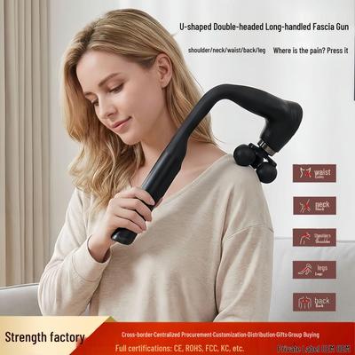 Dual-Head Long Handle Electric Fascia Gun: Professional Handheld Massager for Full Body Muscle Relaxation
