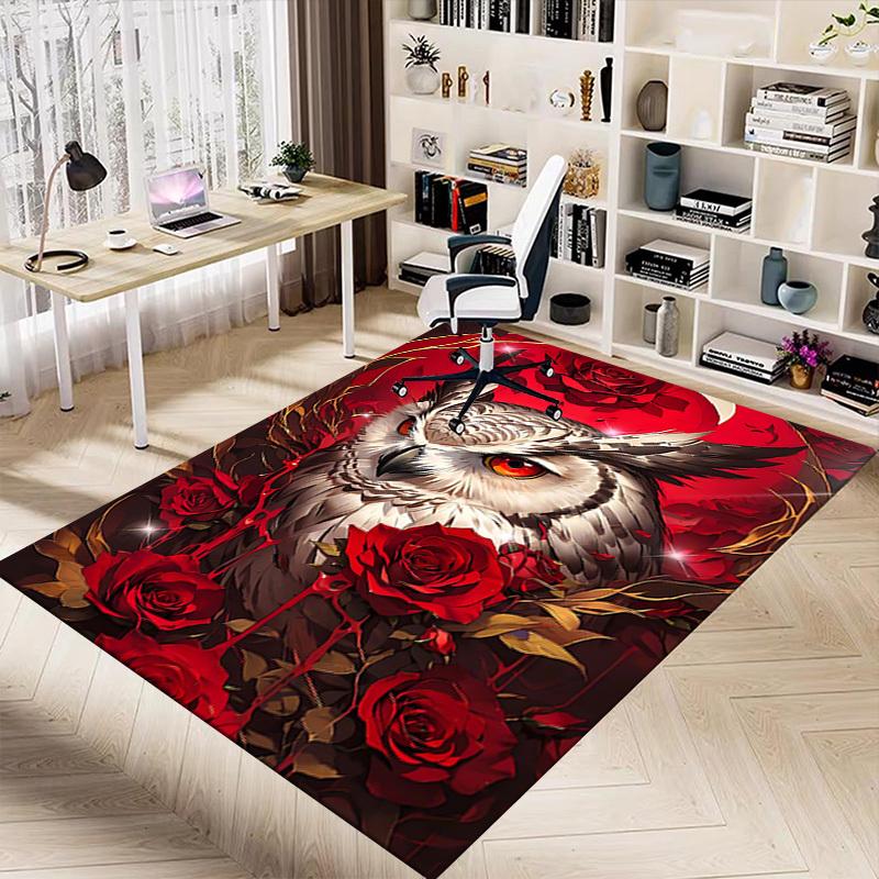 1PC Owl Roses Extra Large Non Slip Floor carpet, Office, family, bedroom Large Area Rug Indoor Rugs, Vibrant Colors