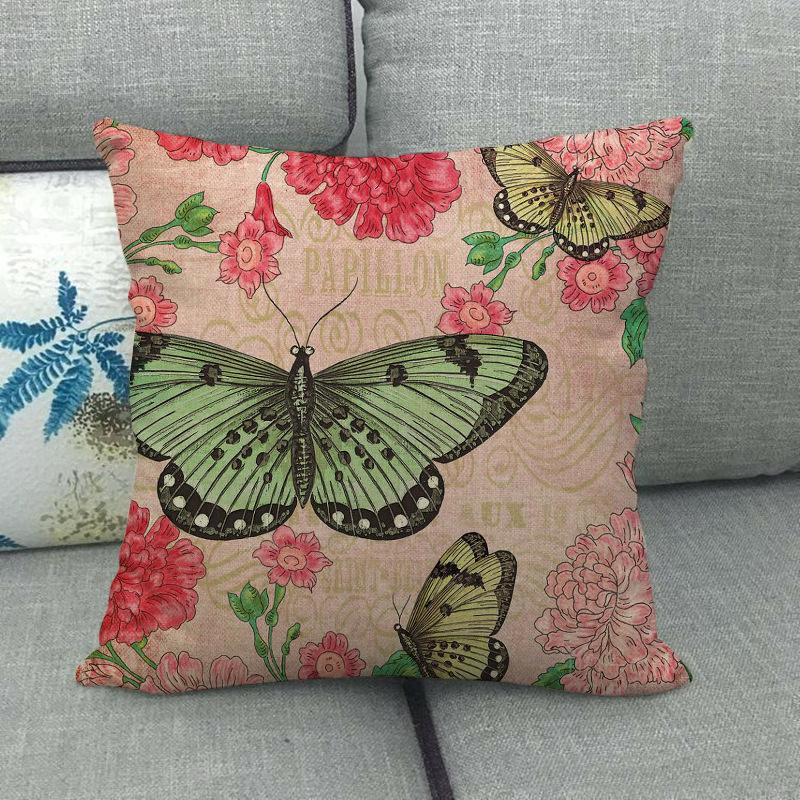 Nordic Butterfly Flower And Fruit Farm Digital Printing Short Plush Pillow Covers For Car Sofa Office Cushion Cover Home Goods