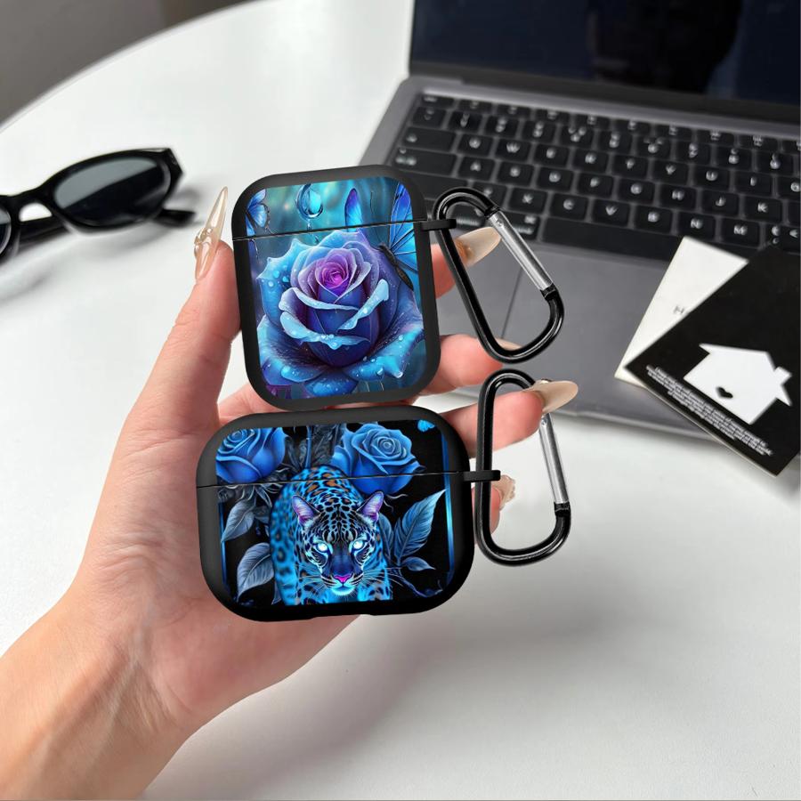 Blaue Blumen Kopfhörerhüllen Hülle für Airpods 1 4 Pro3 Pro2 Pro 2 3