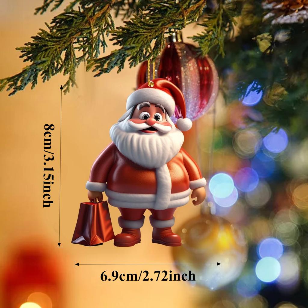 2D New Christmas Tree Decoration Pendant Santa Claus Acrylic Durable Material Xmas Gifts Home Decor Papai Noel Cosas Navideñas