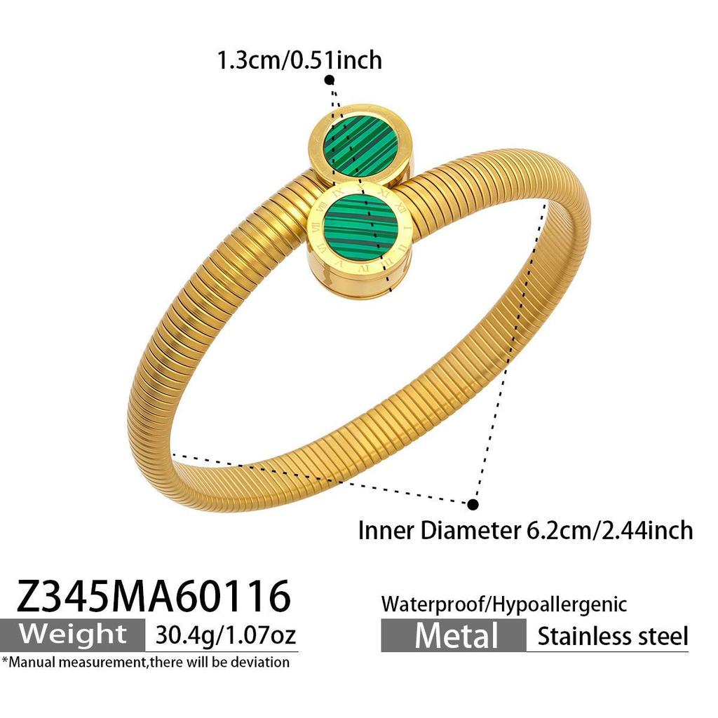 European Luxury Roman Numeral Dial Shell Acrylic Stainless Steel Openable Bracelet
