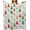 Swedish Minimalist Christmas Trees Pattern - Classic Red and Green Throw Blanket decorative Bed covers Blankets
