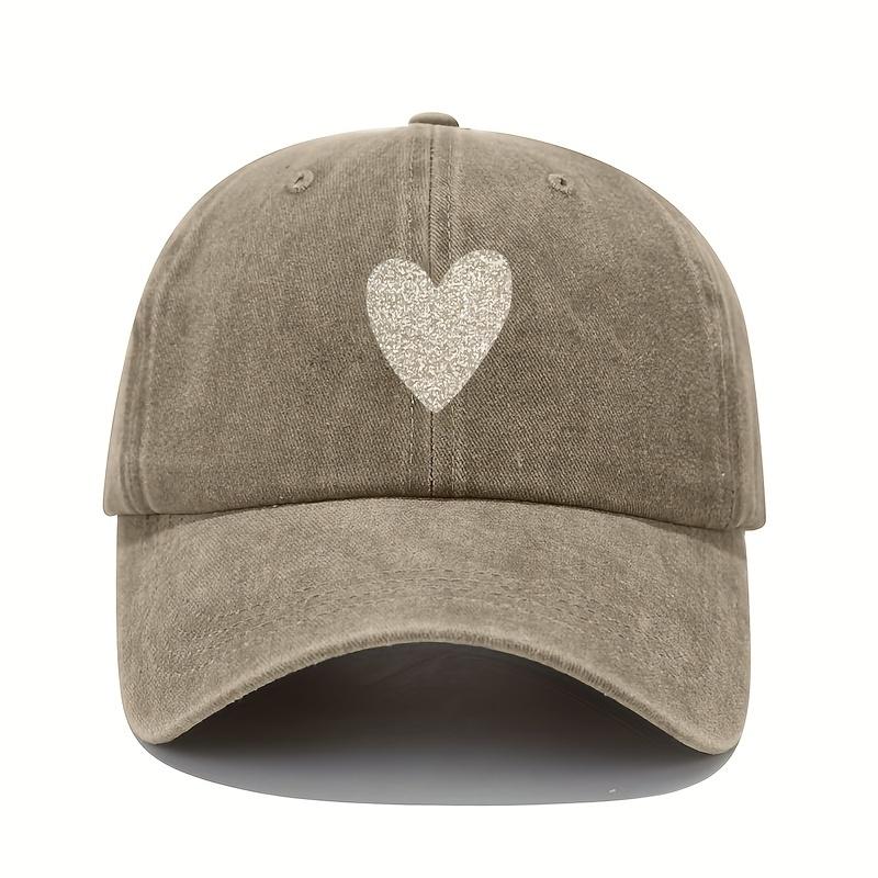 Baseball Cap with Sparkling Heart-shaped Pattern Design Suitable for All Seasons, Casual Sports, Outdoor Fashion Accessories
