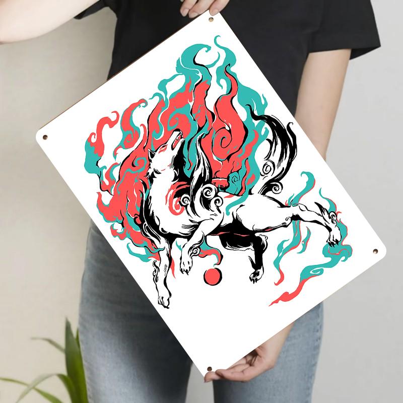 Chinese Mythical Wolf Totem Metal Wall Art Modern Home Decor Living RoomHanging Ornament