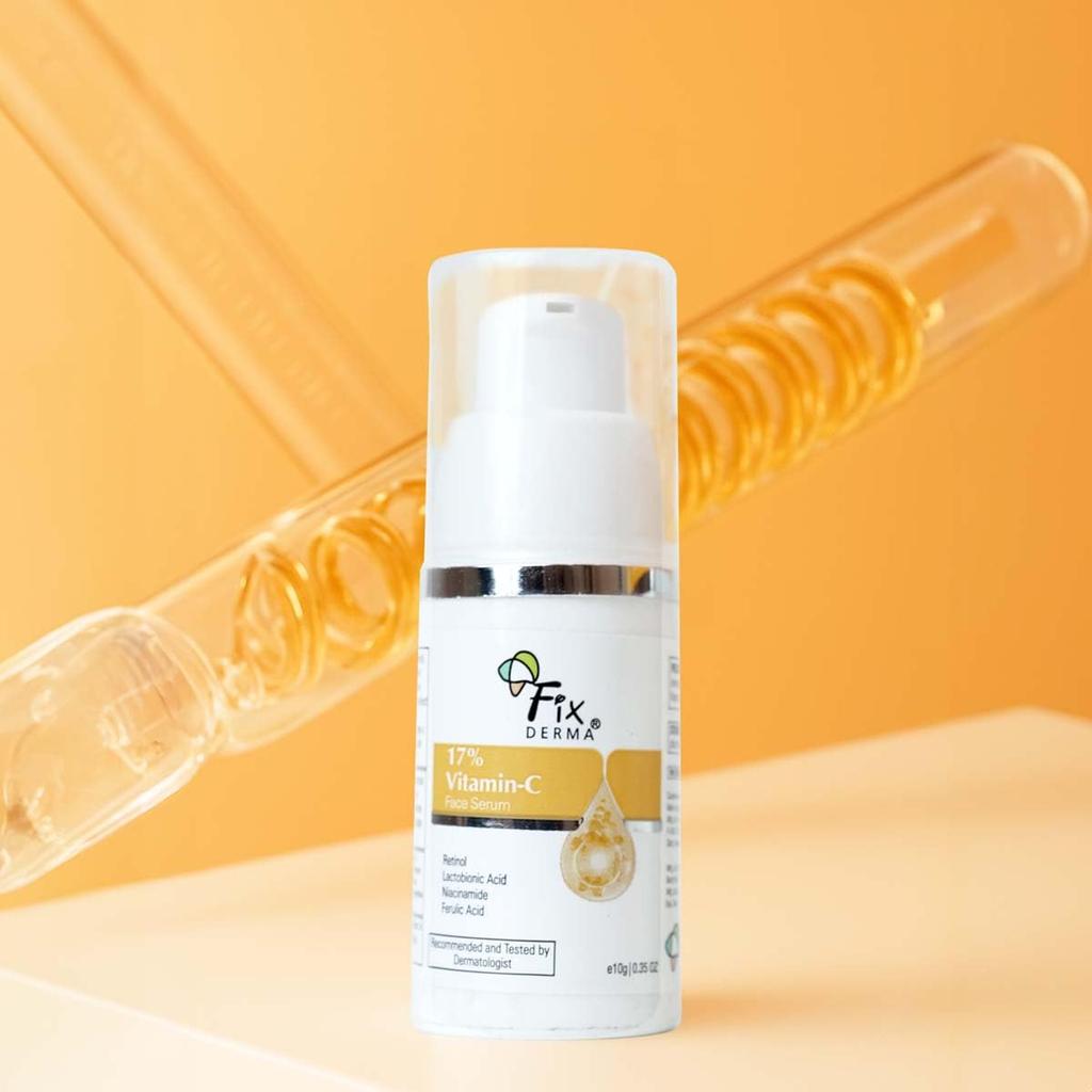 Fixderma 17% Vitamin C Face Serum for Glowing Skin | Retinol Face Serum | Skin Brightening | Anti Aging Serum 10ml