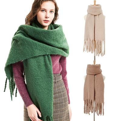 Scarf Women's Circle Sand Warm Shawl Keep Thick Tassel Thickened Men's Solid Color