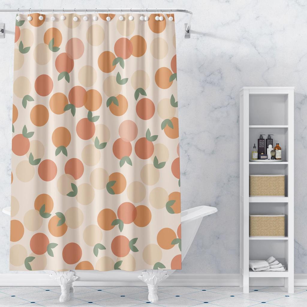 A Variety of Fruits Washable Dirt-Resistant Shower Curtain Shower Head Waterproof Polyester Bath Curtain For Home Decor