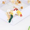 Drip Oil Alloy Long Beak Woodpecker Pearl Brooch Pin Corsage Clothing Accessories Exquisite Hypoallergenic Luxury Enamel Brooch Long-Lasting Color