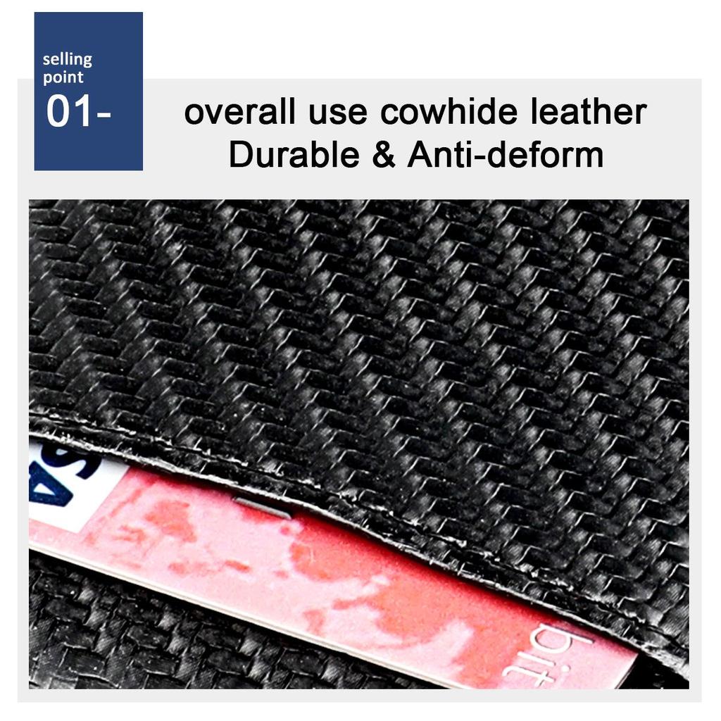 Men's Carbon Fiber Pattern RFID Short Wallet with Front Pocket Dollar Clip