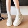 Platform white shoes women's 2025 autumn new leather versatile sports and leisure shoes comfortable soft sole lightweight board shoes women