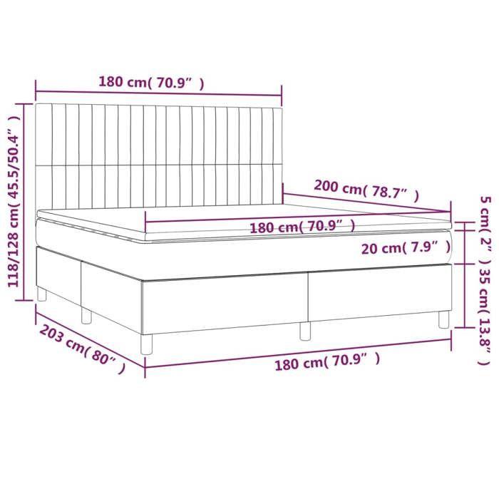 VidaXL Sommier à Lattes de Lit avec Matelas et LED, Lit Rembourré, Lit Double, Lit Adulte de Chambre à Coucher Intérieur, 3135053