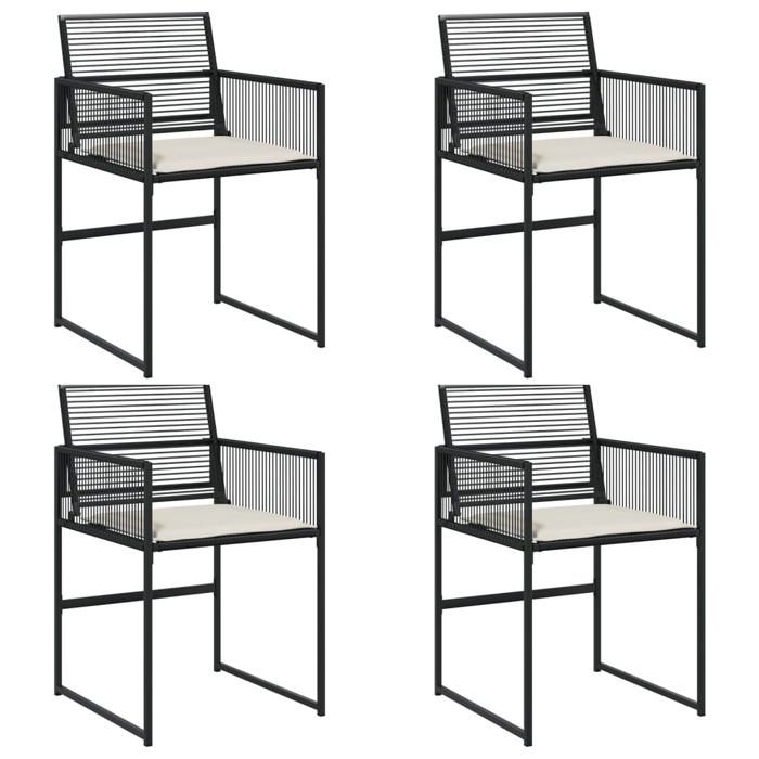 VidaXL Garden Chairs Set of 4 with Cushions Black Wicker, Garden Seat, Outdoor Seating, Chair 4008575