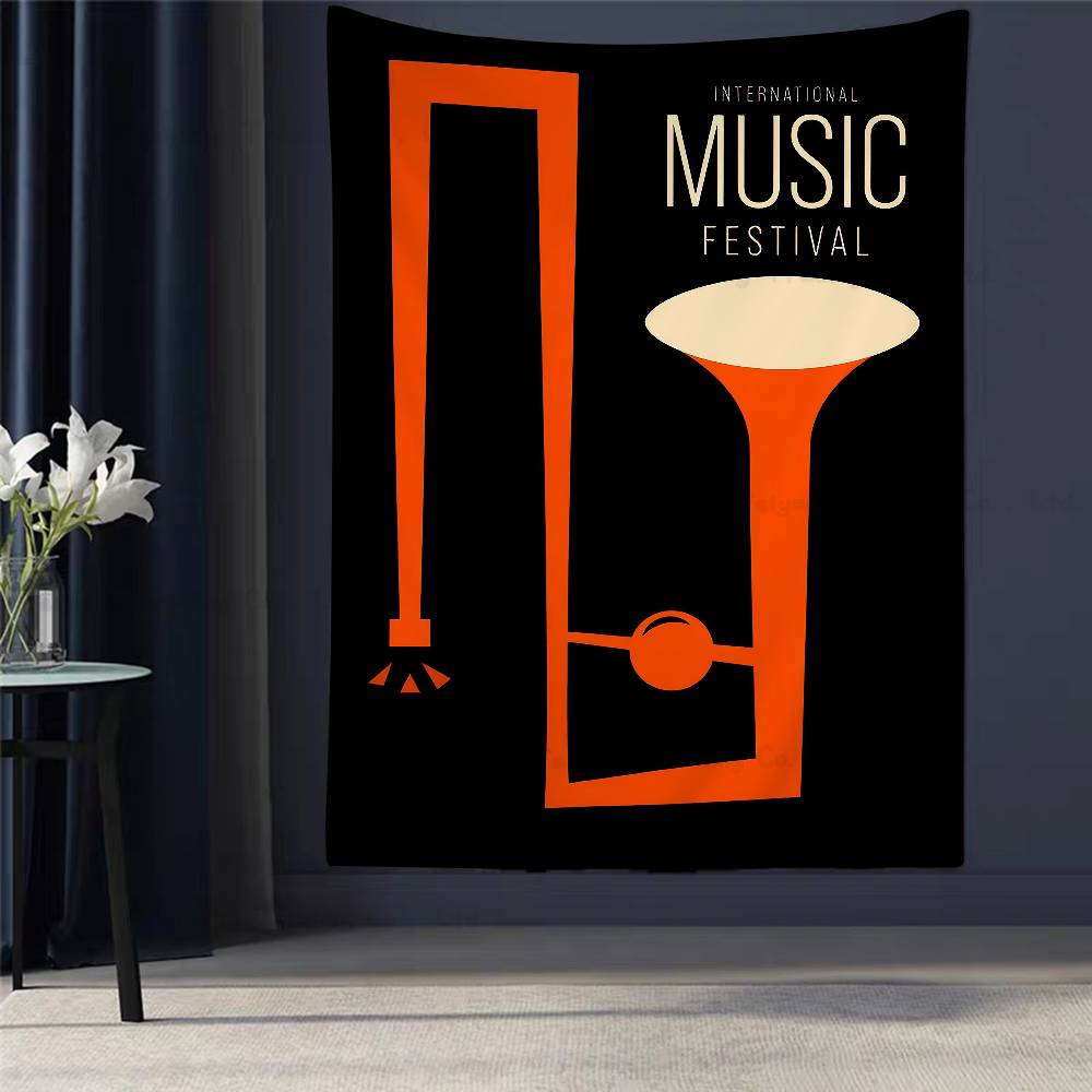 Abstract Jazz Festival Record Machine Music Symbol Art Anime Tapestry Hanging Tarot Hippie Wall Rugs Dorm Home Decor