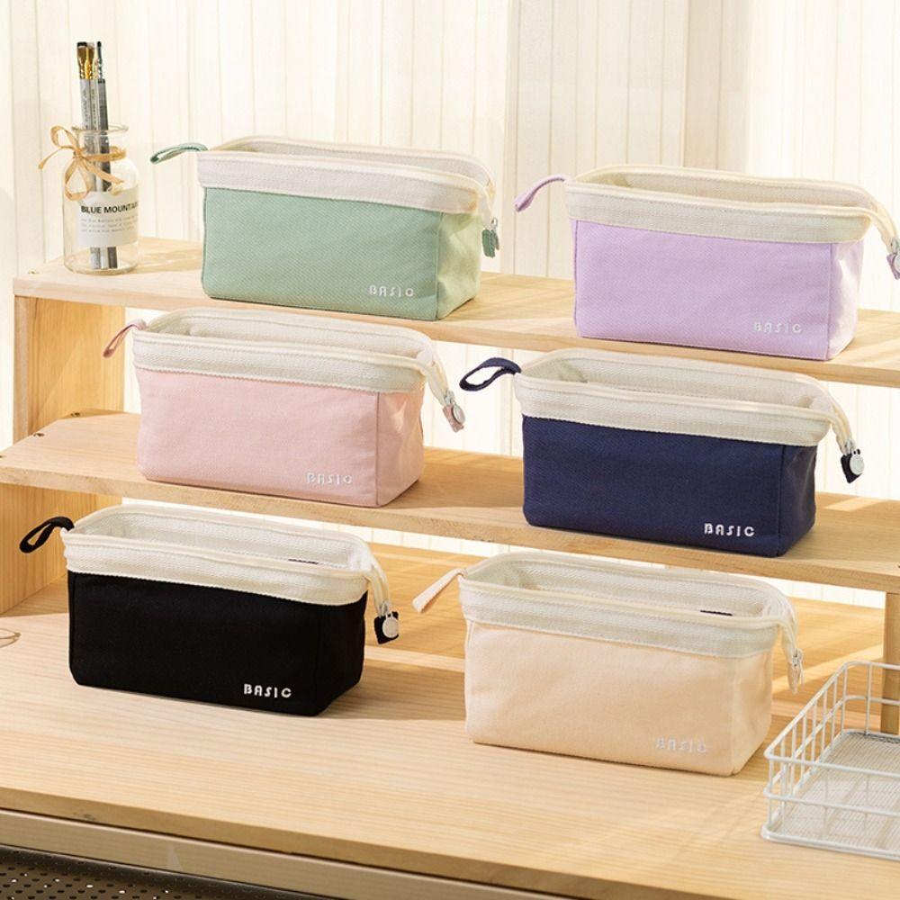 

Solid Color Pen Bag Large Capacity Stationery New Cosmetic Bag Student Gift