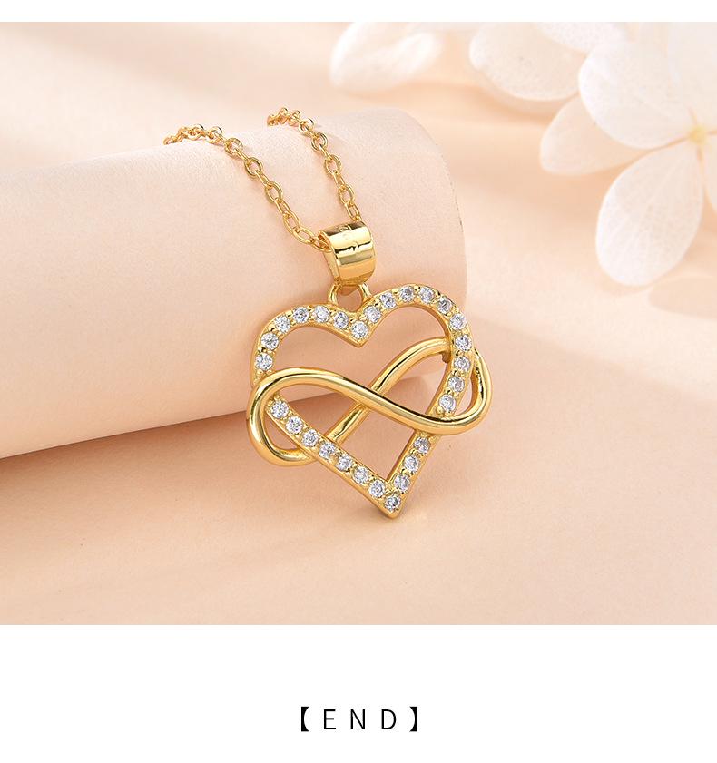 925 Sterling Silver Heart-Shaped Infinity Necklace - Women's European & American Fashion Clavicle Chain