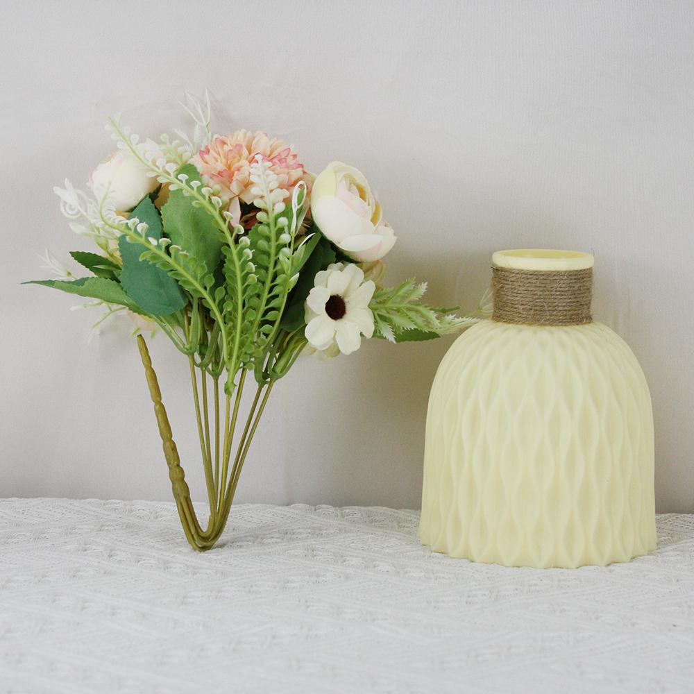 

Набор из 2-х штук, букеты-имитации и простая бледно-желтая пластиковая ваза для украшения дома, гостиной, вечеринки