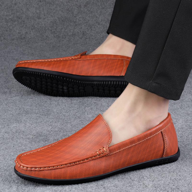 Men's Big Size Leather Casual Shoes Spring Autumn Summer Men Loafer Shoes Male Driving Shoes Soft All-match Cowhide Breathable