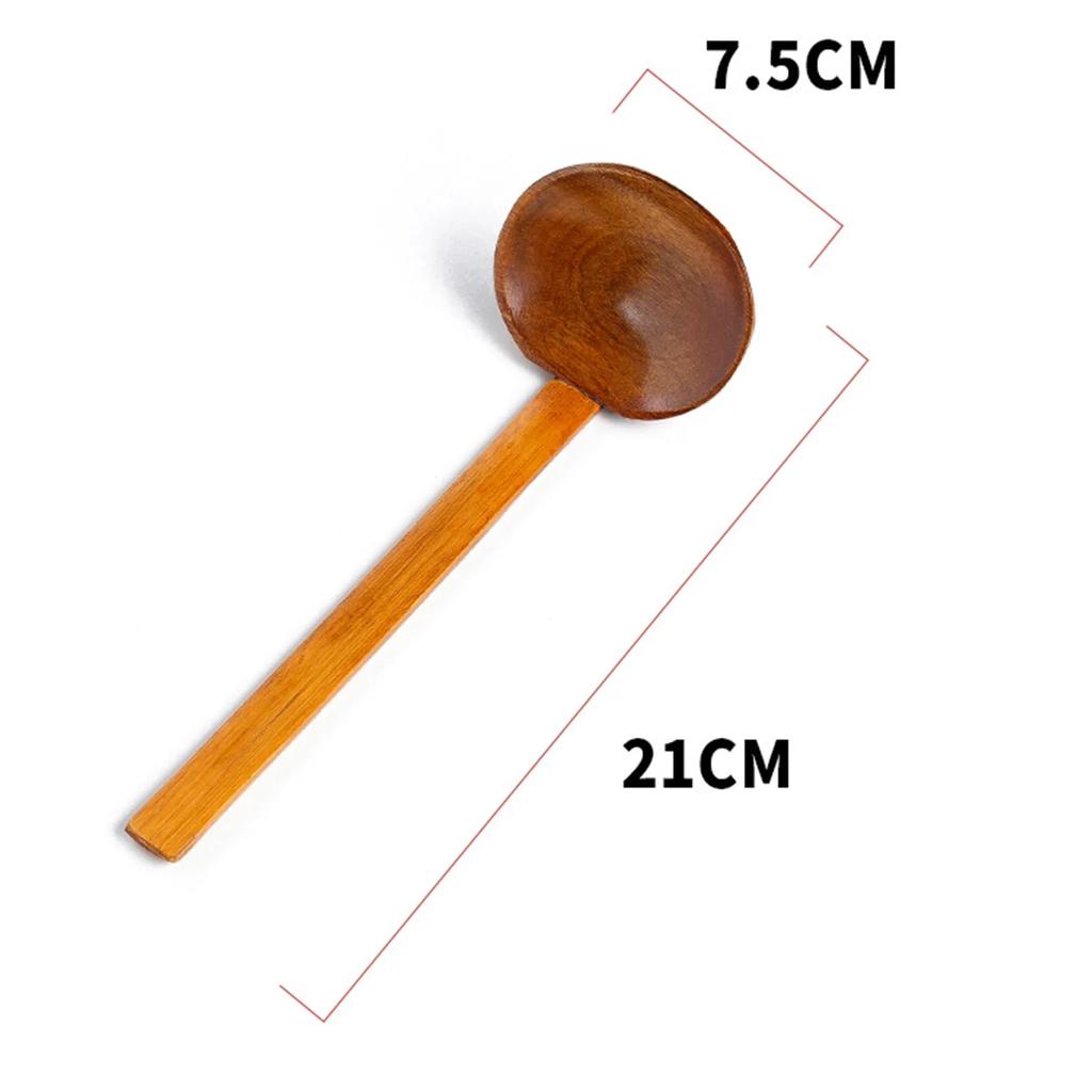 1Pcs Wooden Spoon Kitchen Ladles Soup Spoon Japanese Wood Serving Spoons Big Ramen Spoon Soup Noodle Hop Pot Strainer Tableware
