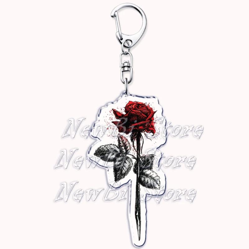 Romantic Pink Rose Flower Keychains Sunflower Red Love Keyring for Accessories Bag Key Chain Ring Jewelry Lovers Friends Gift