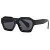 2PCS New Fashion Black Small Rectangular Thick Frame Sunglasses for Men and Women Rectangular Summer Wear Outdoor Travel Shades