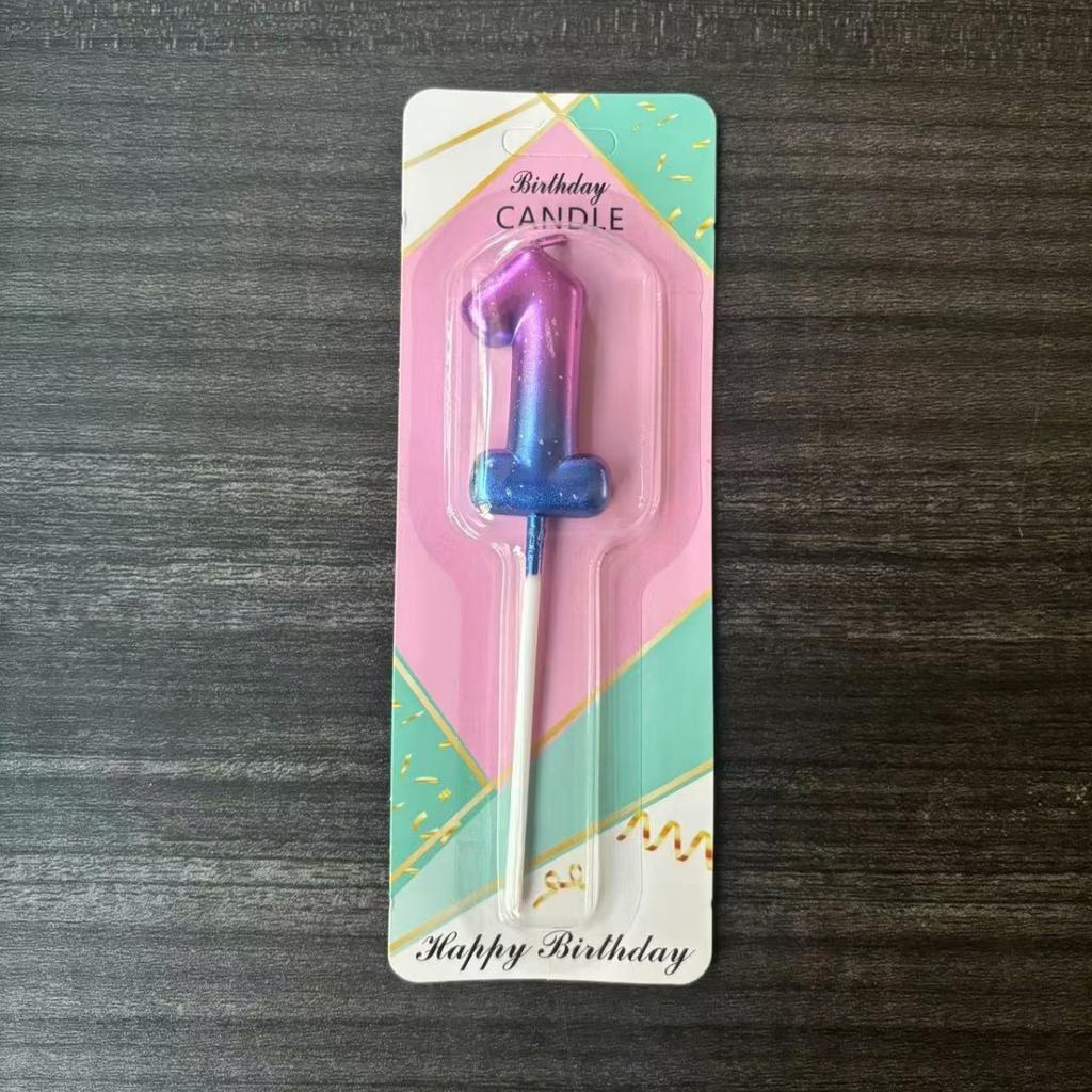 Ins Galaxy Gradient Digital Birthday Candle Ornament Pink Blue Purple Layout Party Cake Baking Plug-in Card