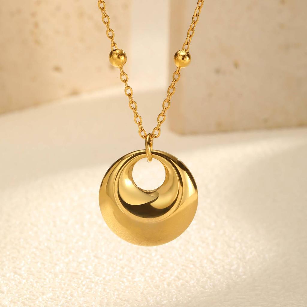 Modeschmuck, Edelstahl-Perlenkette Geometrischer Anhänger Goldene Halskette