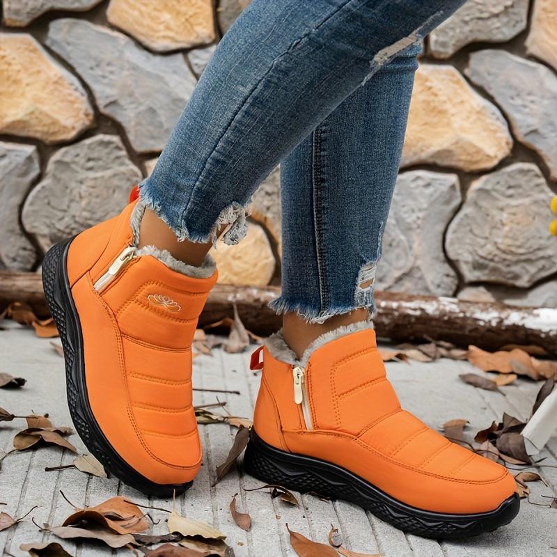 Zapatos de Algodón para Mujer en Invierno Gruesos y Cálidos Botas de Nieve Talla Grande para Mujer con Botines Cortos de Felpa y Cálidos